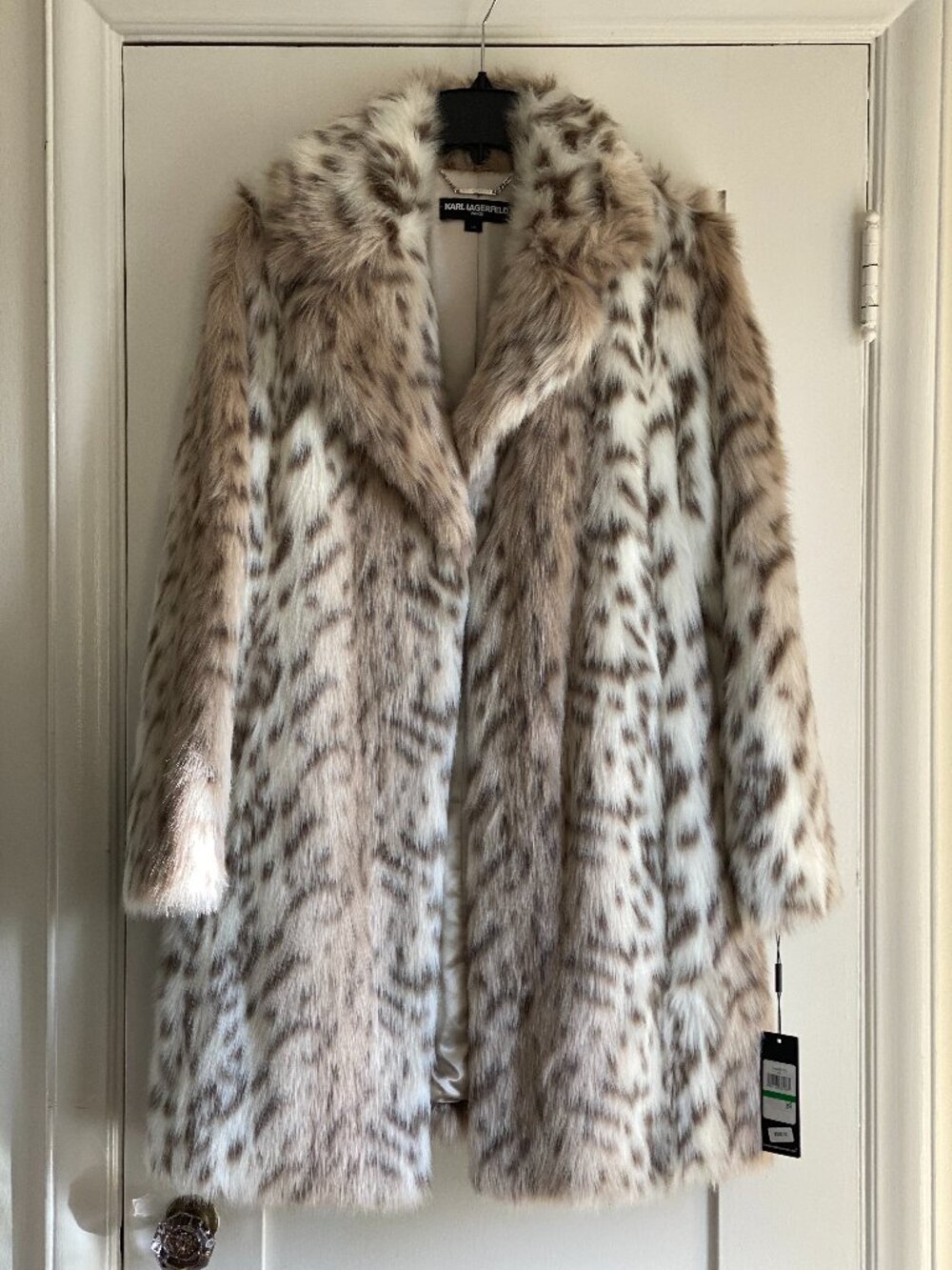 Karl Lagerfeld Faux Fur Coat Large Size NEW